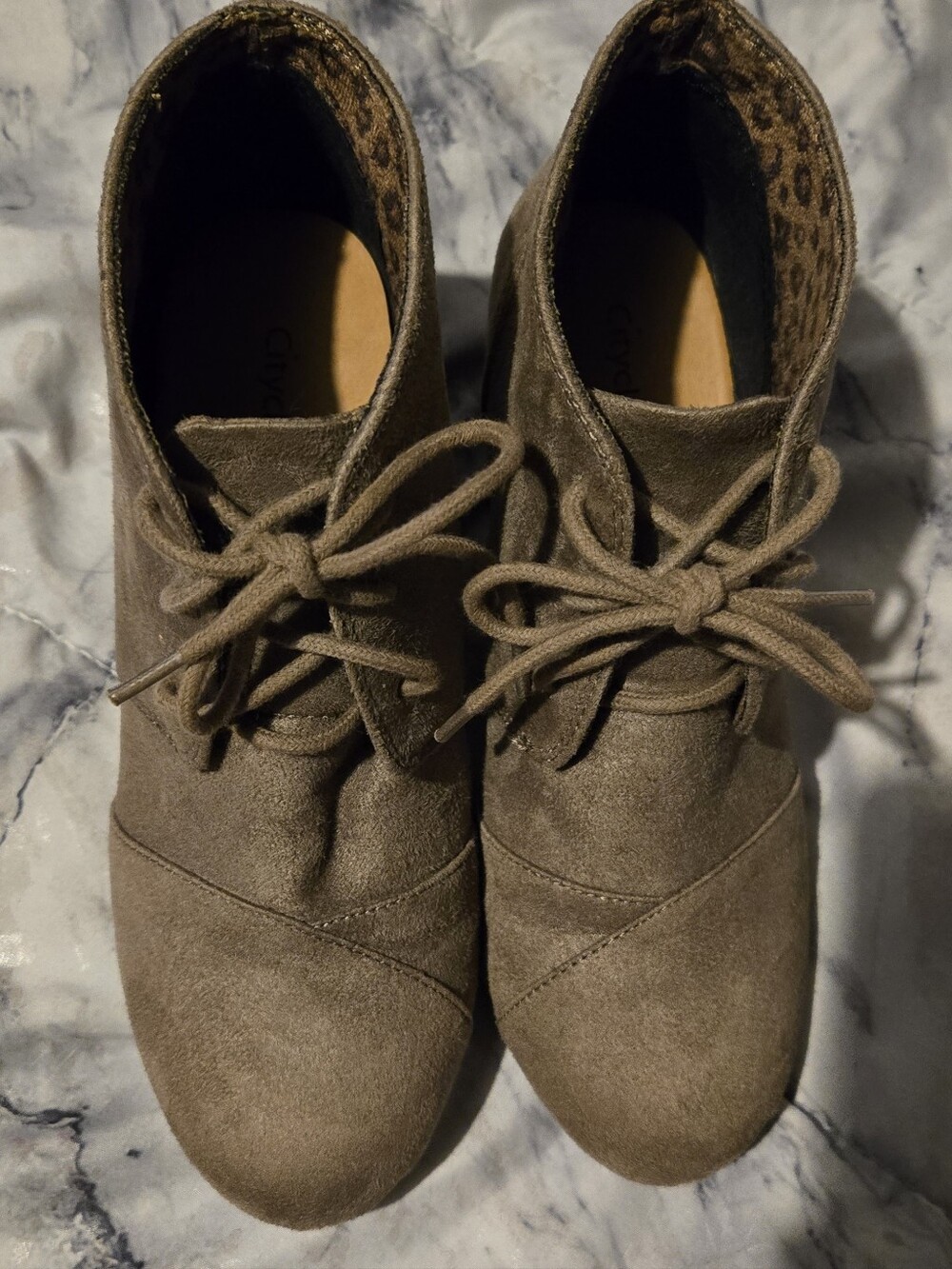 Cityclassified Taupe Suede Lace-Up Ankle Booties - Picture 6 of 6